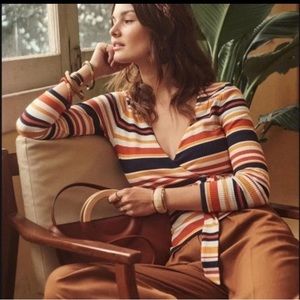 Sezane striped wrap top